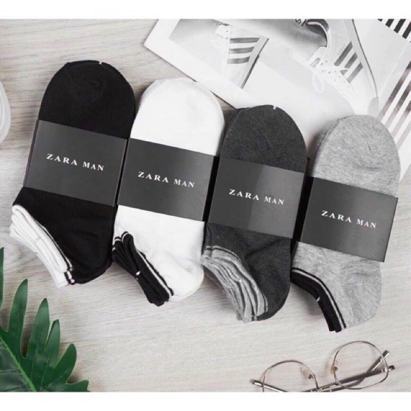 Tất nam cổ ngắn Zara Men (100% cotton) khử mùi kháng khuẩn siêu tốt