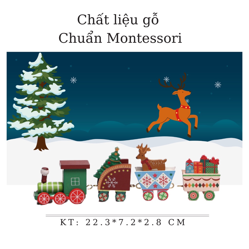 Xe đồ chơi - Đoàn tàu xe lửa trang trí giáng sinh CHẤT LIỆU GỖ MONTESSORI