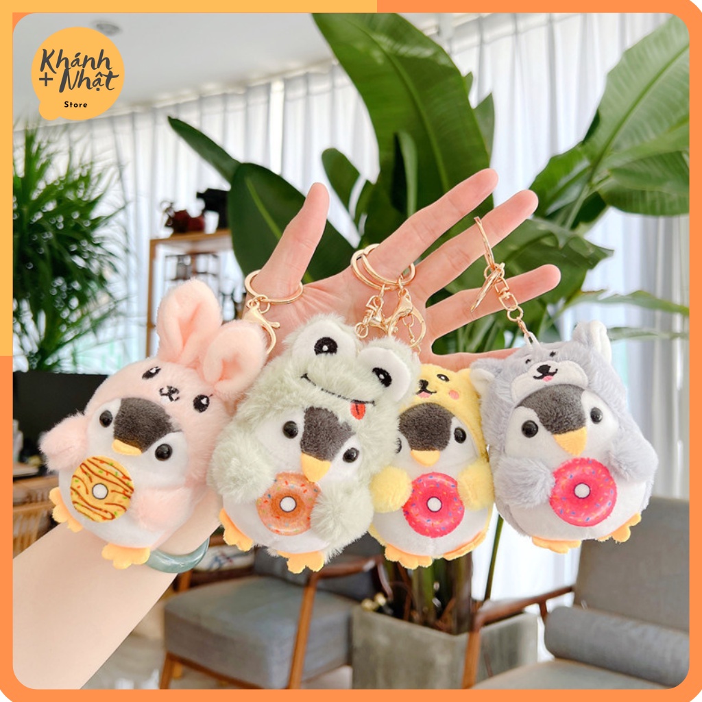 Móc khóa nhồi bông chim cánh cụt búp bê dễ thương