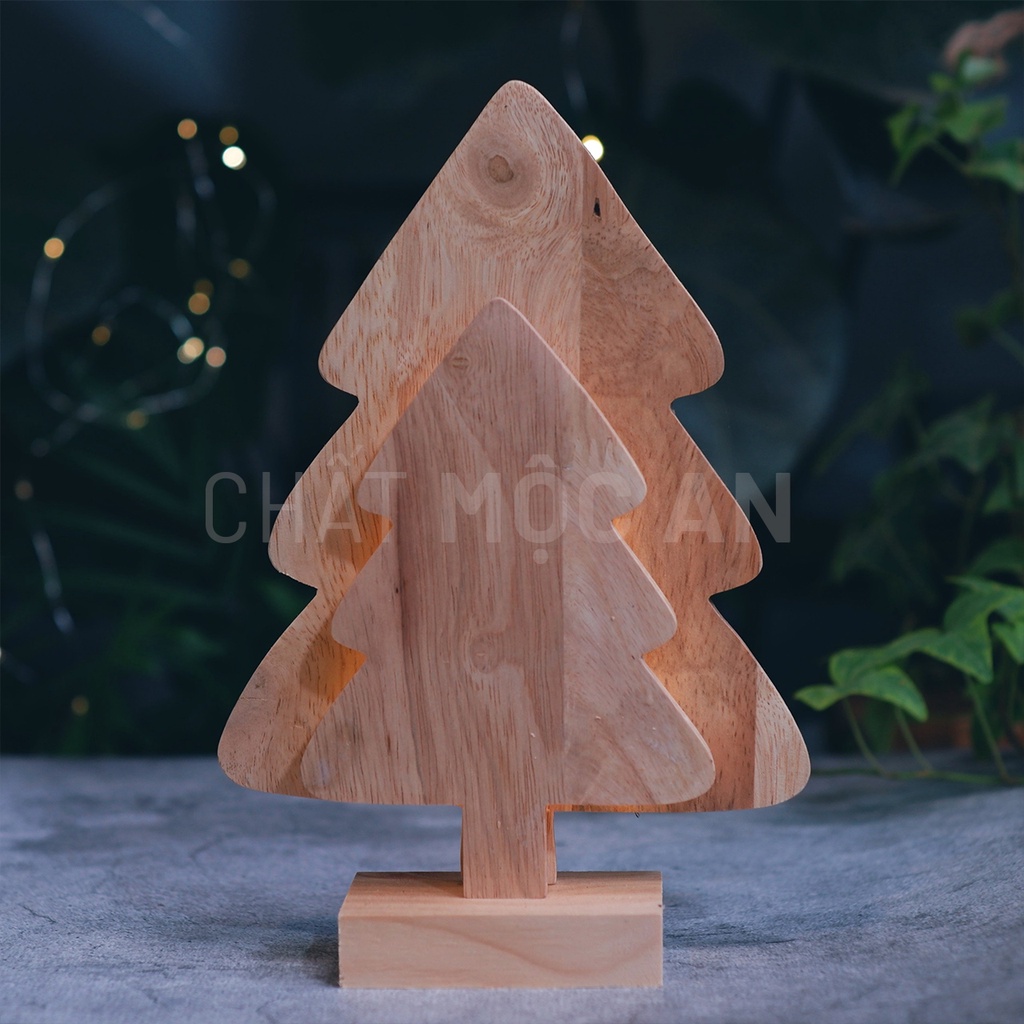 Cây Thông Noel Bằng Gỗ Kèm Đèn Đom Đóm 05, Trang Trí Giáng Sinh, Noel, Làm Quà Tặng