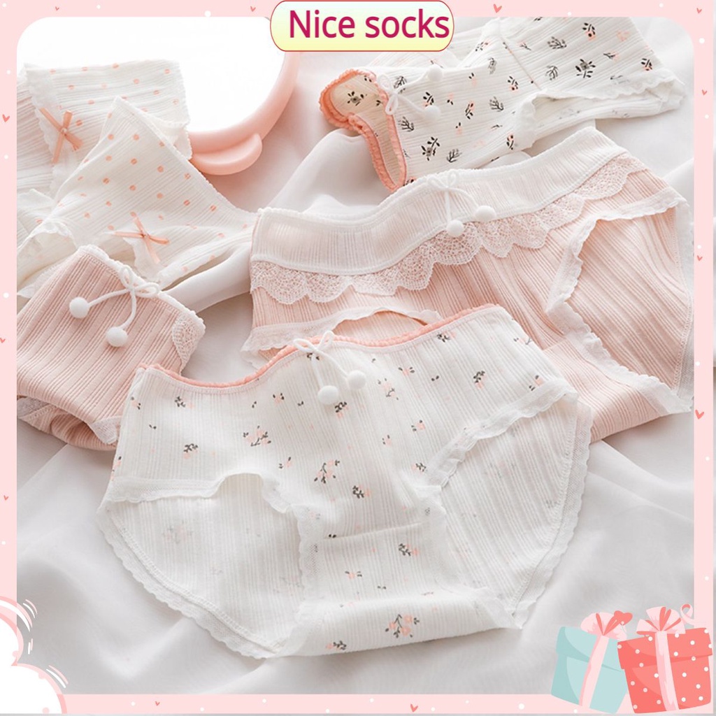 Quần lót nữ, Quần lót cotton cao cấp họa tiết dễ thương -Sịp nữ phong cách lolita