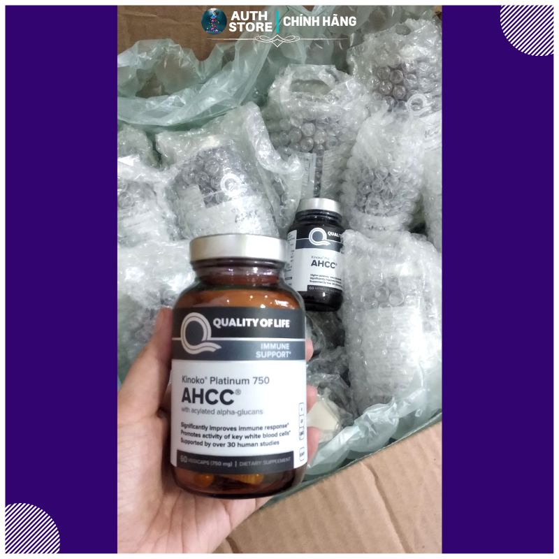 AHCC Kinoko Platinum 750mg 60v hỗ trợ loại bỏ hết virus HPV, hết sùi mào gà