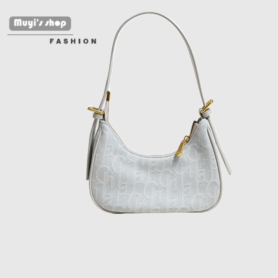Túi Xách Đeo Dưới Cánh Tay Chất Liệu Denim Thêu Họa Tiết Kiểu Retro
