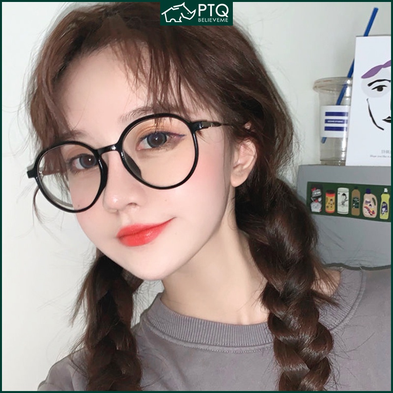 Mắt Kính Gọng Tròn Màu Đen Chống Bức Xạ Phong Cách Hàn Quốc Thời Trang Cho Nữ