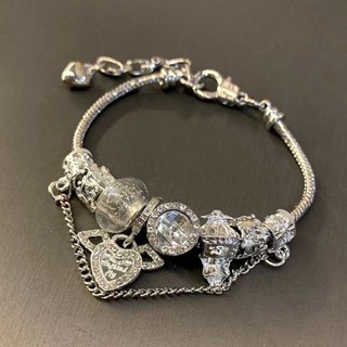Lắc tay - Vòng tay titan charm mặt đá trái tim hàng loại 1