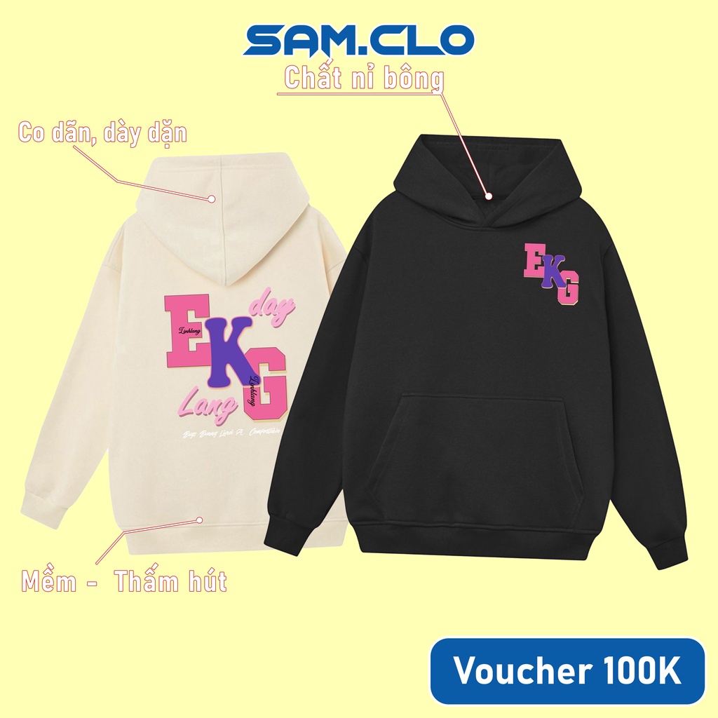 Áo khoác nỉ hoodie nam nữ SAM CLO có mũ tay dài thu đông freesize dáng Unisex CHUI EKG DAY LANG