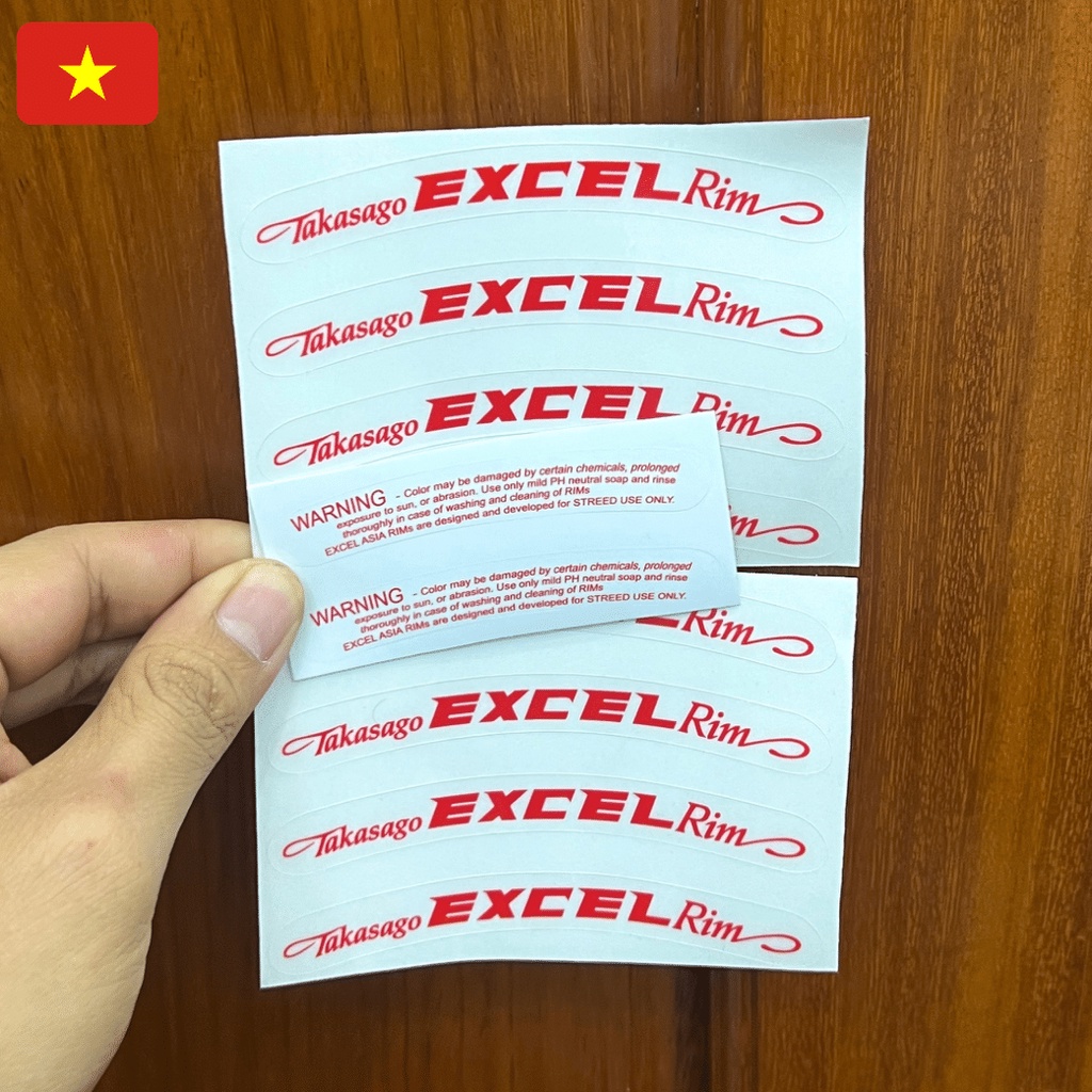 Tem dán vành Excel Asia,Rim có tem waring đủ màu