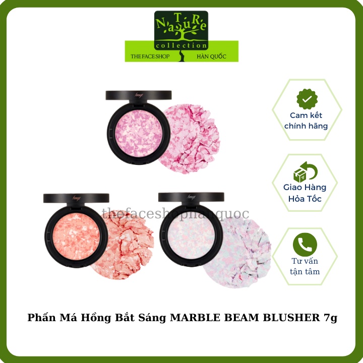 Phấn má hồng trang điểm bắt sáng bóng khỏe cho da The Face Shop fmgt Marble Beam Blush 7g