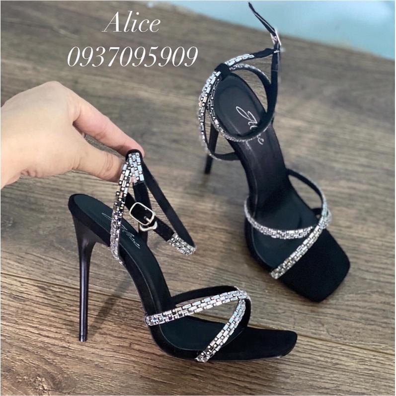 Sandal Cao Gót Dây Xoàn 9P Mũi Vuông, Gót Nhọn- Hàng VNXK Cao Cấp - Full diễn 34-40