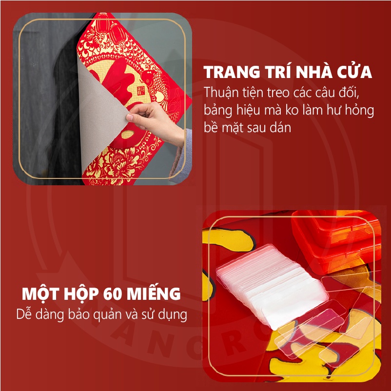 Hộp 60 miếng băng keo acrylic siêu dính ⭐ Băng keo 2 mặt chống nước dán mọi bề mặt NANORON