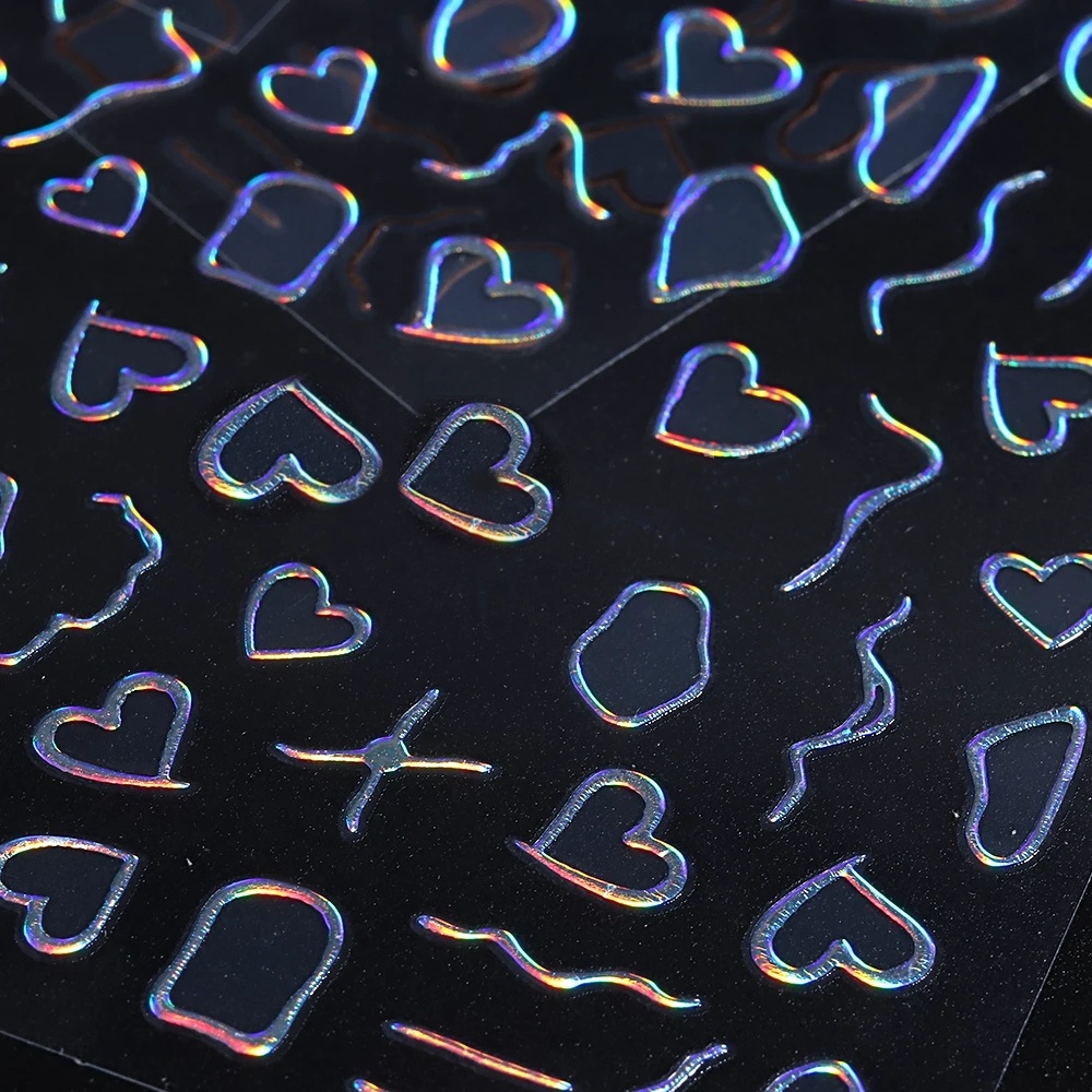 1 Tấm Sticker Laser Dán Móng 3D Hình Trái Tim