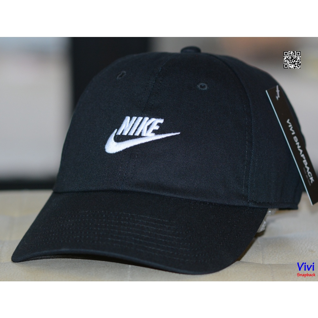 Nón nik.e thời trang kaki vải màu đen,Mũ Nik-e thể thao đen Sportswear Heritage86 Futura Washed Full Black