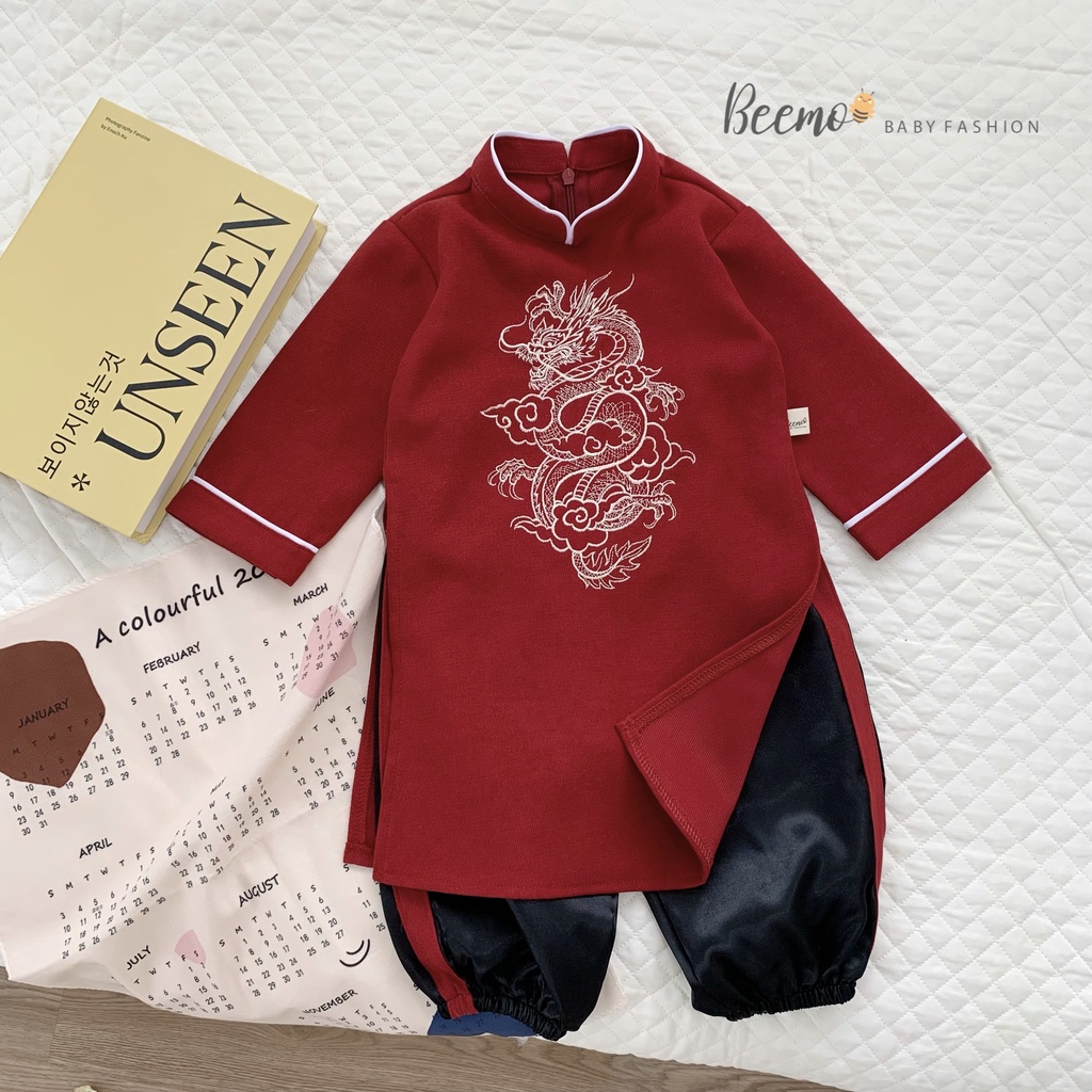 Áo dài Tết thêu rồng bé trai