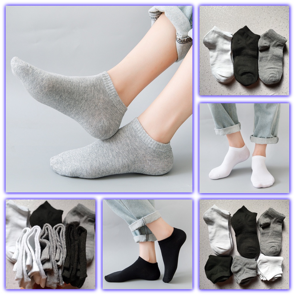 Tất Nam Nữ Cổ Ngắn Trơn Màu Đen Trắng Xám Vớ Unisex Cổ Thấp Êm Đẹp Thời Trang Vớ Lười Mr.Cotton CN-U008