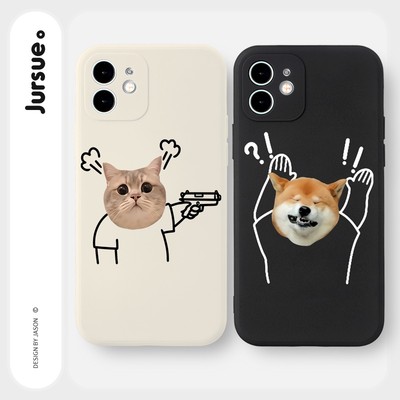 Ốp lưng JURSUE mềm chống bẩn hoạt hình cặp đôi dễ thương đẹp đen Cho iPhone 17 16 15 14 13 12 11 Pro Max SE 2020 X XR XS ip 8 7 Plus Y2801