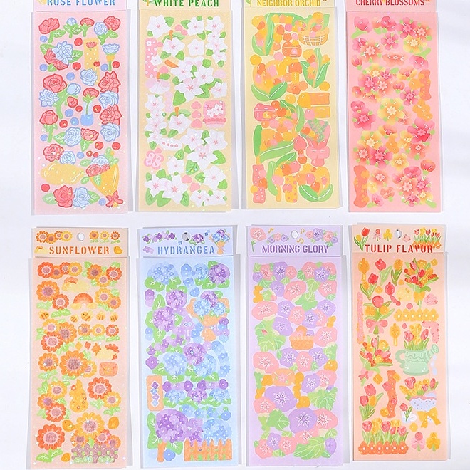 Zanmo tấm hình dán sticker hoa kim tuyến lấp lánh decor toploader