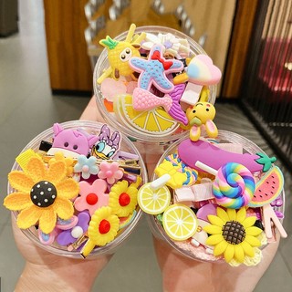 Vỉ kẹp tóc 14 chi tiết cho bé mẫu mới, set 3 chi tiết cầu vòng