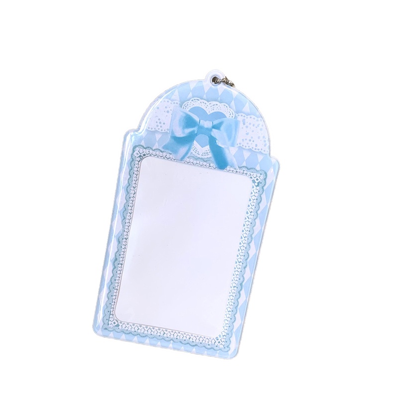 Khung Nhựa PVC 3Inch Bảo Vệ Thẻ / Móc Khóa DIY Hình Nơ Phối Ren Xinh Xắn