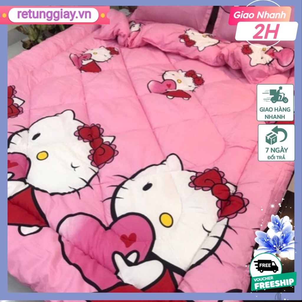 Set ga gối cotton Polly Hình kiity hồng