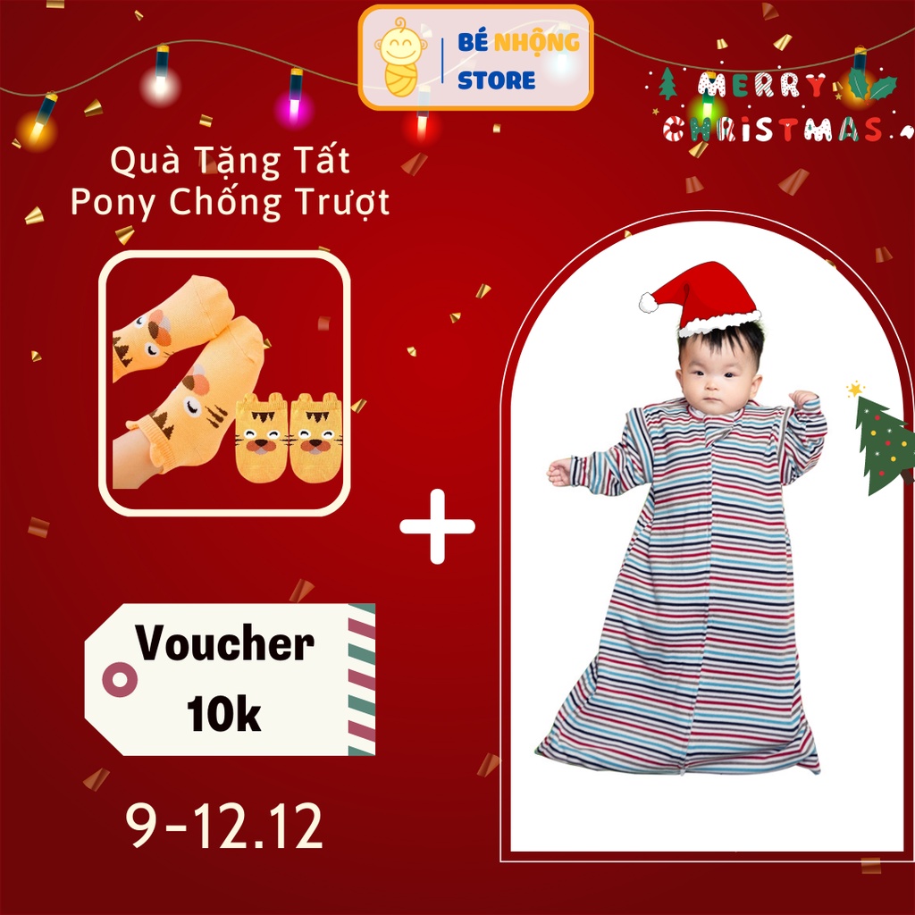 Túi Ngủ Cho Bé Hè Thu Đông - Túi Ngủ Tháo Rời Ống Tay Thay Chăn Mềm Ấm Chính Hãng Noonon