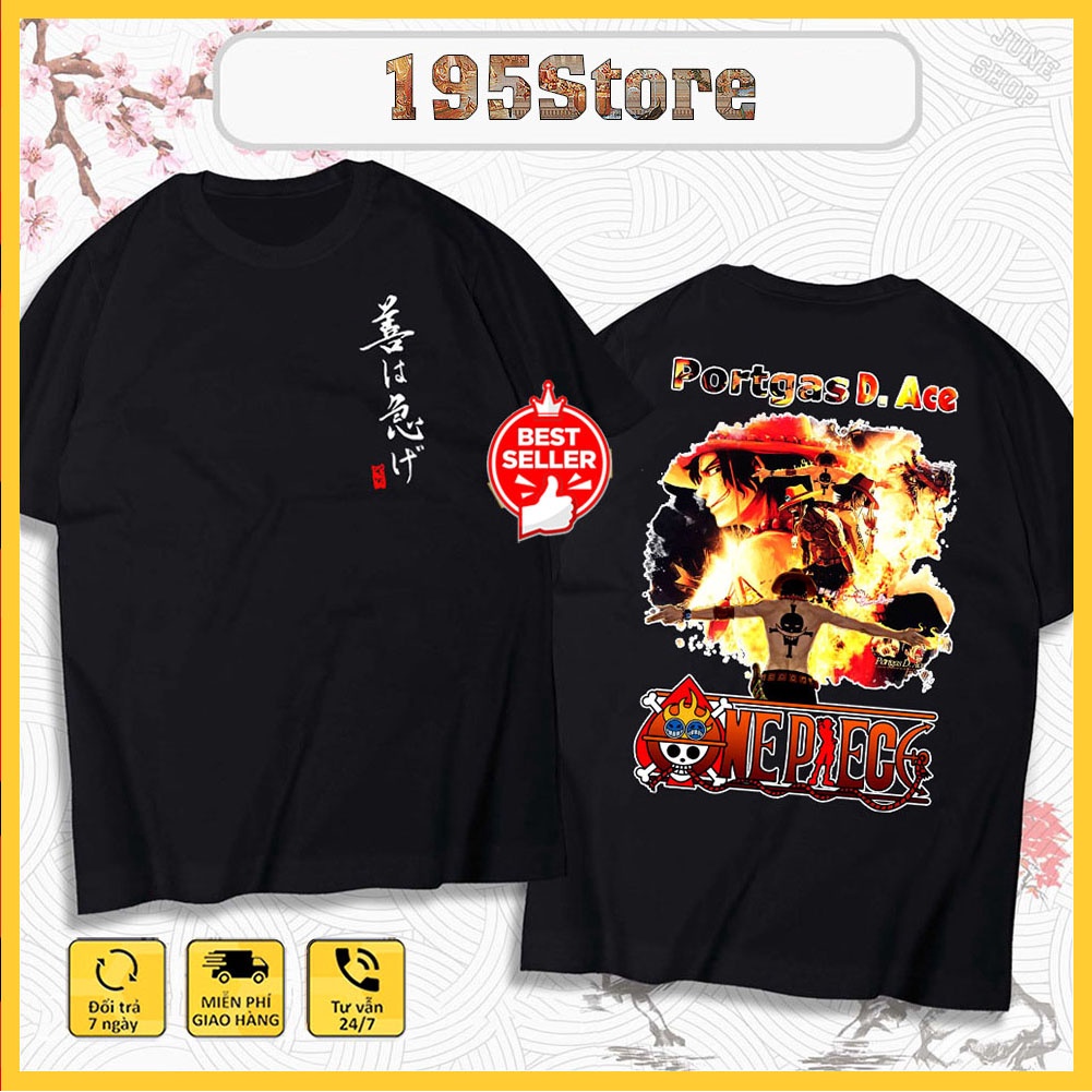 Áo One Piece - Ace, Áo Anime in hình Zoro, Sanji, Luffy chất cotton co giãn 4 chiều thoáng mát