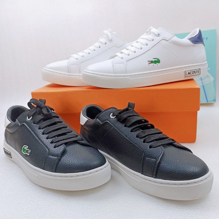 Giày nam Lacoste hai màu Trắng & Đen phong cách, dễ phối đồ - Sneaker nam cao cấp