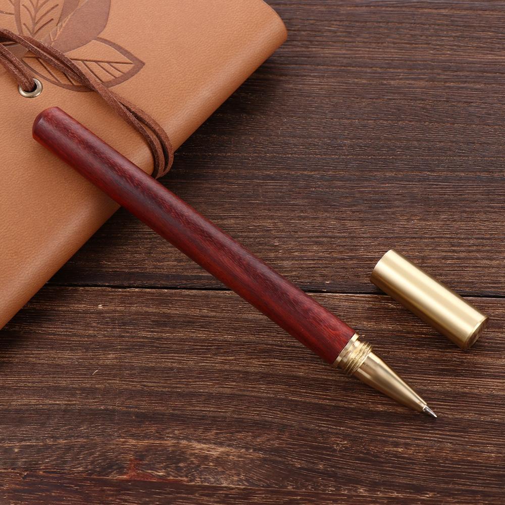 Bút Bi Ngòi 0.5mm Bằng Đồng Thau Màu Đen|Bút Bi Gỗ Có Đầu Lăn Tiện Dụng Cho Văn Phòng