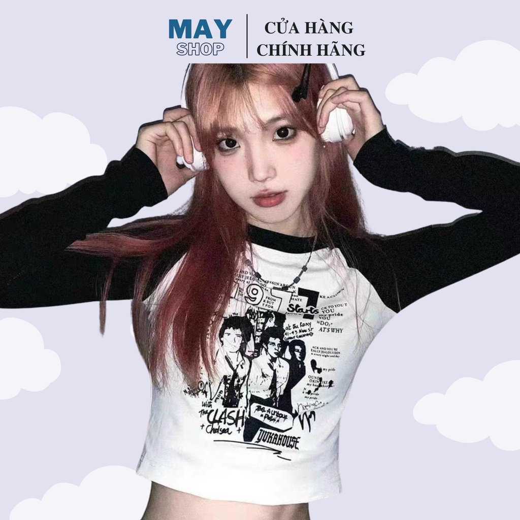 ÁO CROPTOP NỮ TAY DÀI Y2K 1997 PHONG CÁCH ĐƯỜNG PHỐ MAYSHOP