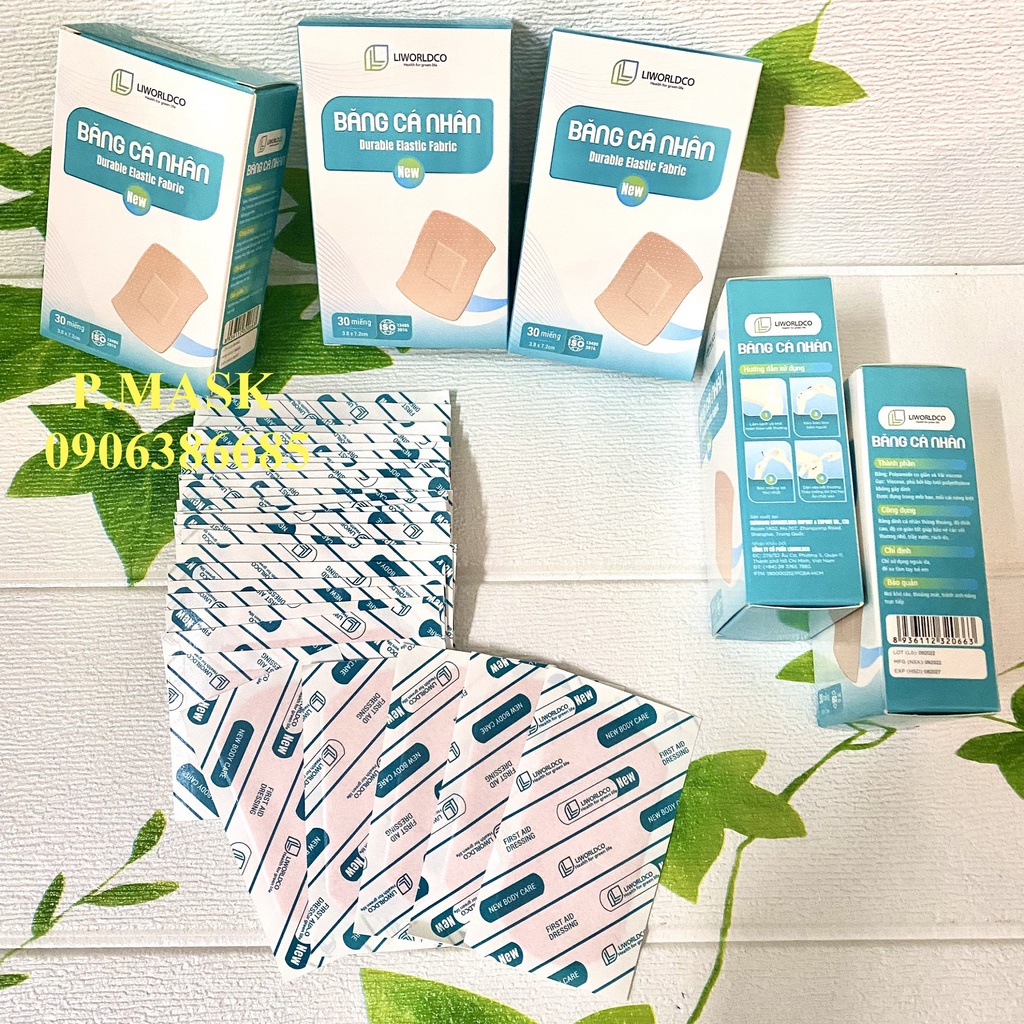 BĂNG CÁ NHÂN VẢI LIWORLDCO BẢN TO 7.2 X 3.8 CM 30 MIẾNG / HỘP