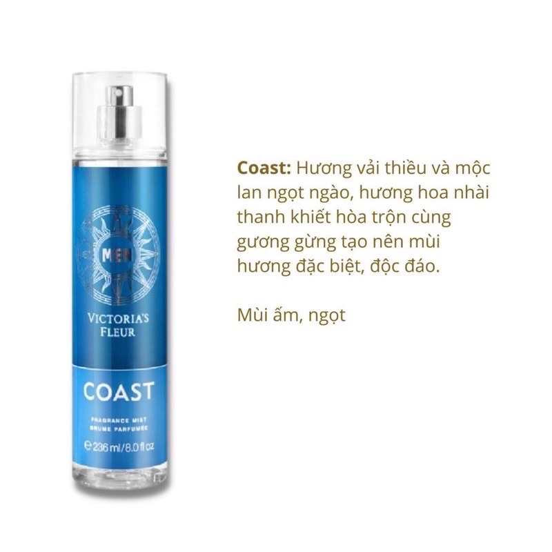 Xịt toàn thân bodymist  Nam VICTORIA FLEUR thơm quyến rũ 236ml