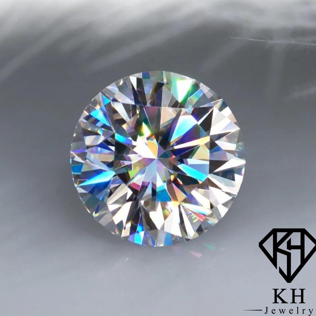 Khuyên Tai Xi Kim Vuông Viền Tấm Đá Moissanite KHJEM07 - Chốt Vặn