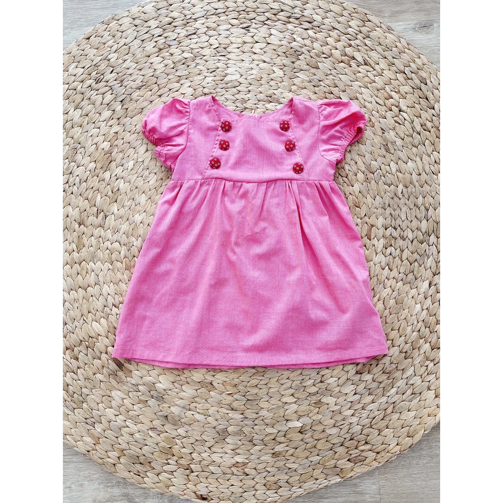 Váy Đầm Bé Gái BabyDoll Cổ Vuông 6 Nút -M192, M193, M194, M195