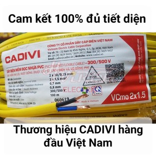 Dây điện đôi Cadivi hai lớp bọc 2x2.5 2x1.5 2x1.0 2x0.75 1 mét