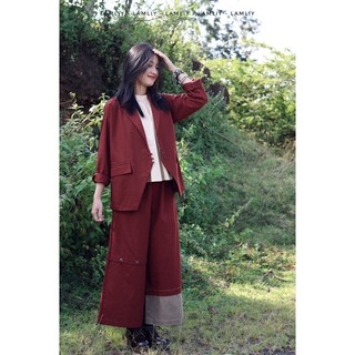 LAMLIY - Set áo khoác vest 3 khuy nút, quần xẻ gối linen