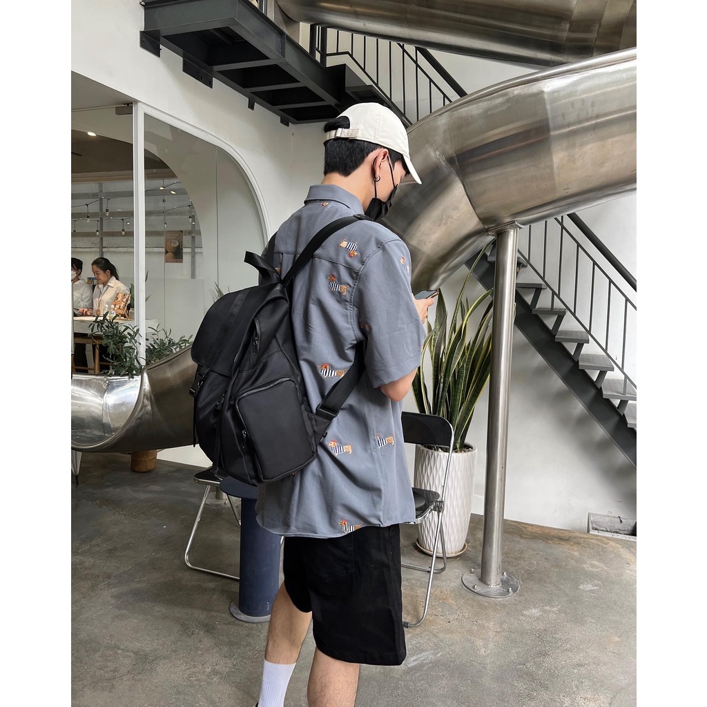 ÁO SƠ MI xám cún DACHSHUND CHUỘT TRẮNG