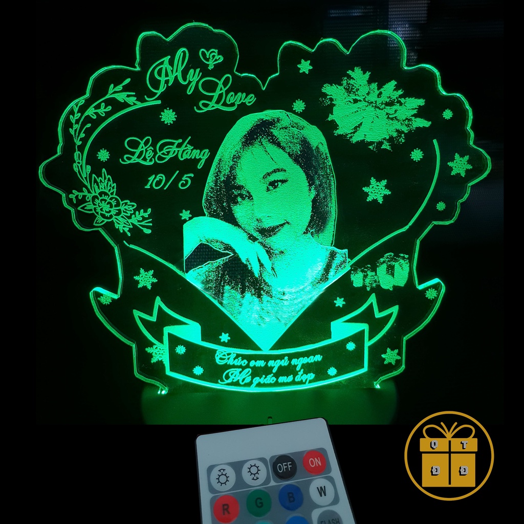 Đèn Khắc Hình Và Chữ Theo Yêu Cầu, Đèn Ngủ 3D Cao Cấp Tấm Đèn Dày 4mm - Quà Sinh Nhật Cho Nữ, Quà Tặng Cho Nam