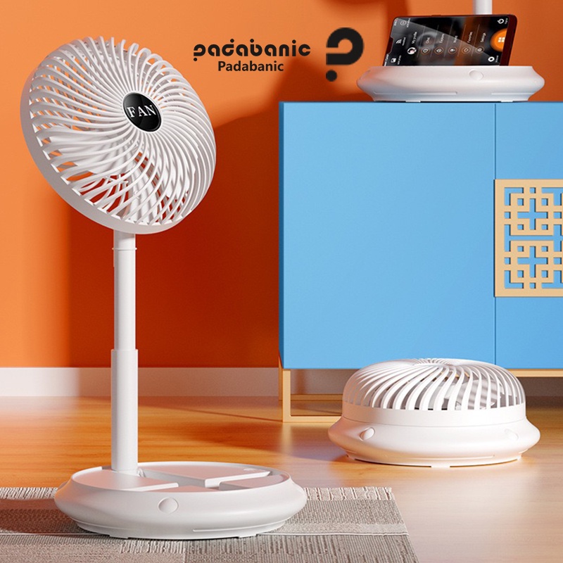 Quạt Mini Có thể co ngắn Tích Điện  Gấp Gọn Để Bàn Tiện Lợi