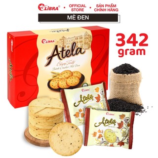 Bánh quy mè đen LIBRA mặn vừng giòn đồ ăn vặt dinh dưỡng healthy Atela sesame cracker bánh lễ tết hộp 342gr