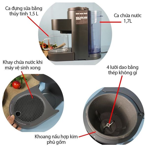 Máy làm sữa hạt Medion MD11200 Máy xay nấu sữa hạt Medion mẫu mới nhất T8/2022 với 8 chức năng tự động