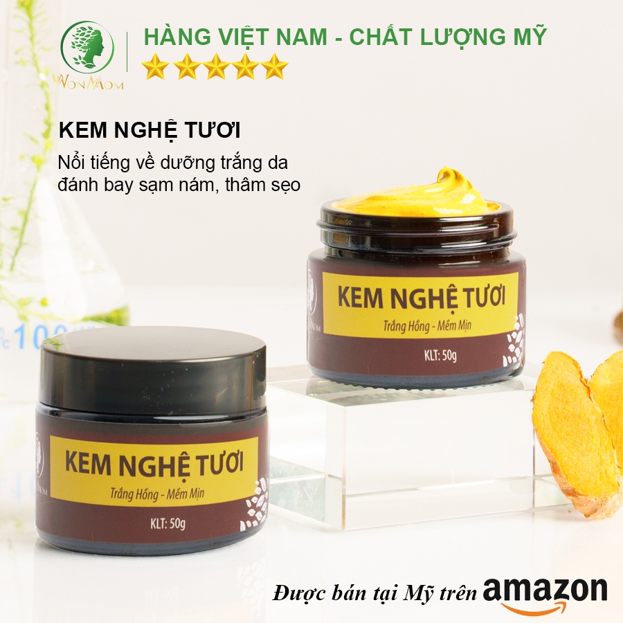 [ Giảm 100K - Đơn 969K ] Bộ trắng da, sạch nám toàn diện Wonmom (Sữa rửa mặt+Kem nghệ tươi+Serum vitamin C+ Mặt nạ nghệ)