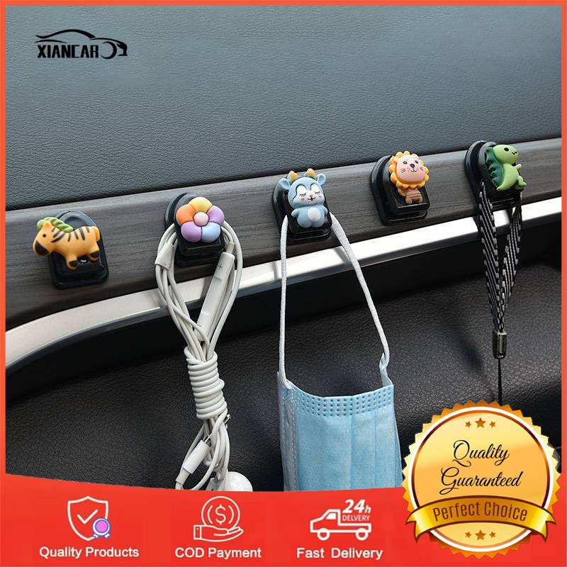 1 Móc Treo Mini Dễ Thương Sắp Xếp Dây Cáp USB/Tai Nghe/Chìa Khóa Cho Xe Hơi