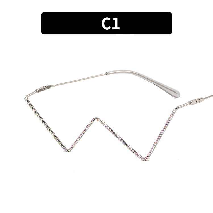 COD  Mắt Kính Không Gọng Kim Loại Trang Trí Kiểu Đinh Tán Hình Chữ W