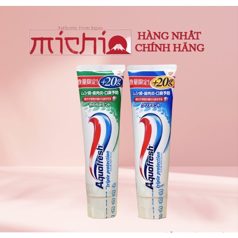 [CHUẨN BAO CHECK] Kem đánh răng Aquafresh Triple Protection 140g hàng nội địa Nhât Bản cộng thêm 20G