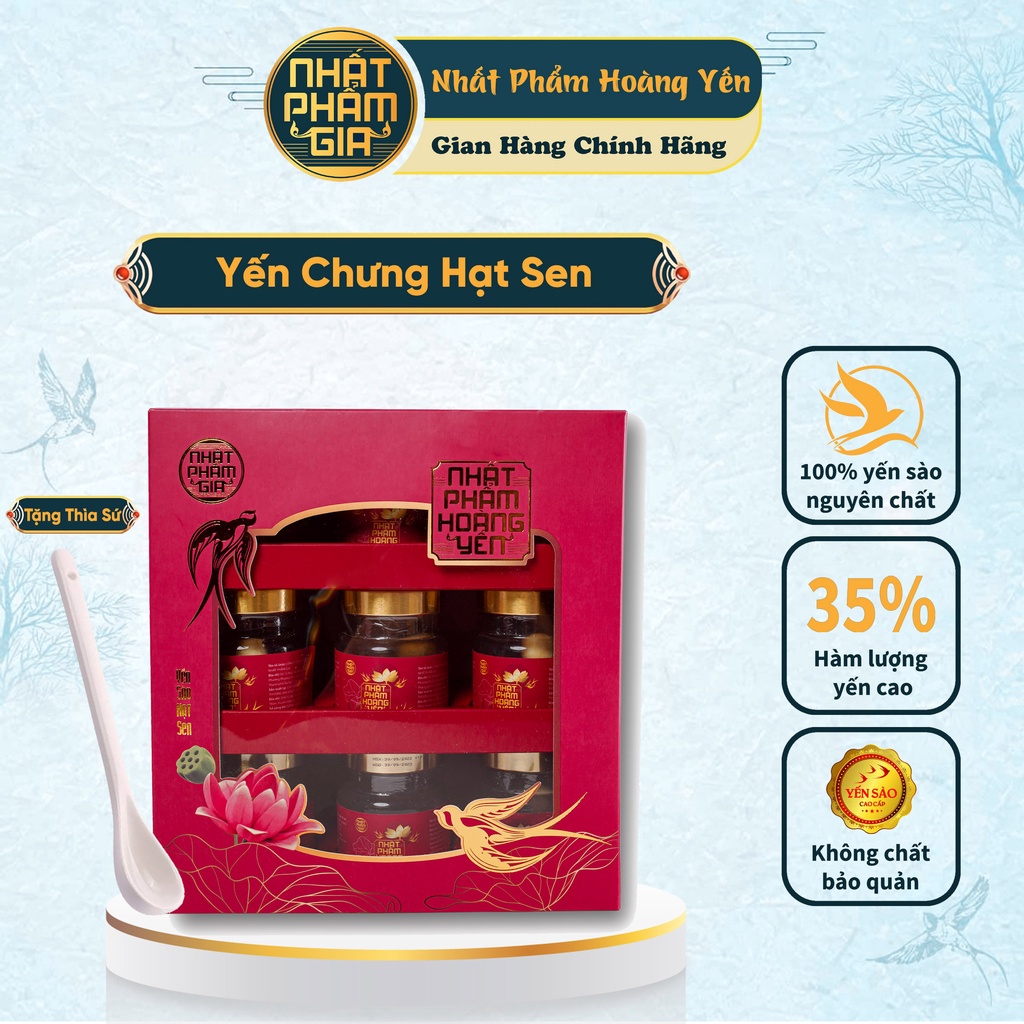 Tổ Yến Chưng Sẵn Nước Yến Sào Nhất Phẩm Hoàng Yến Hạt Sen Bồi Bổ Sức Khỏe Tăng Cường Miễn Dịch Làm Đẹp Da Lốc 9 Hũ x70ml