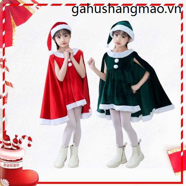 Áo Choàng Hóa Trang Ông Già Noel Dễ Thương Cho Bé Gái