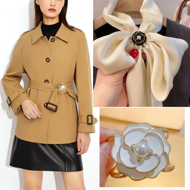 1 Khóa Cài Khăn Choàng Lụa Đa Năng Hình Hoa Trà Thời Trang Cho Nữ