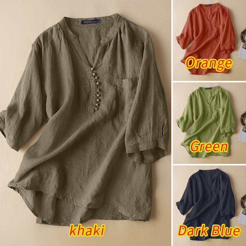 Áo nữ ZANZEA tay lửng cổ chữ V thời trang quyến rũ