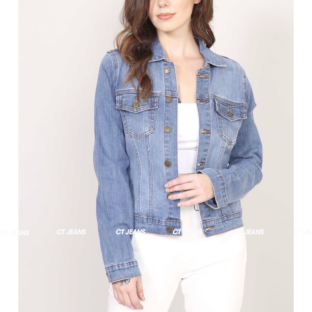 Áo khoác jean denim jacket trơn chất vải dày dặn co giãn 4 chiều CS28, CT JEANS