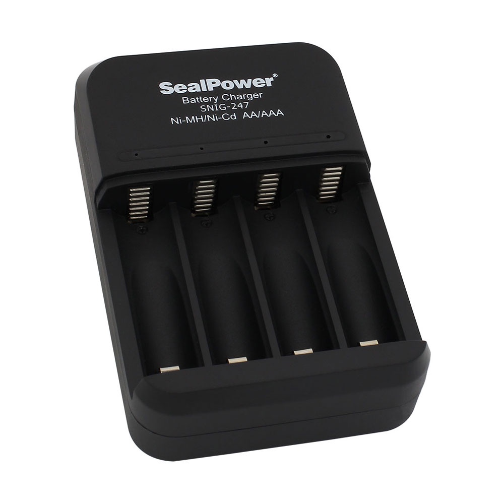 Máy sạc SealPower SNIG-247 kèm pin sạc AA 3000mAh / AAA1000mAh, 2A/3A  sạc 4 kênh độc lập đa năng.