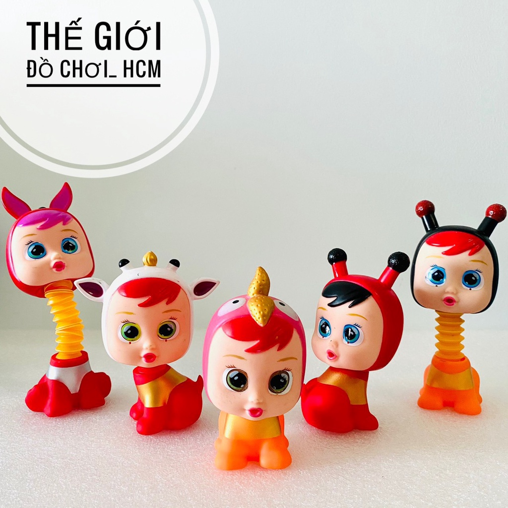 [HOT- MỚI VỀ] Đồ chơi trẻ em búp bê mini cổ giãn dành cho bé giải trí, em bé nhựa dẻo, công chúa barbie, lò xo cổ dãn